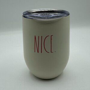 RAE DUNN "Nice." Christmas Insulated Stainless Steel Wine Glass 12oz